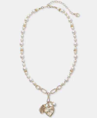Anne Klein Crystal & Imitation Pearl Multi-Charm Pendant Necklace, 16" + 3" extender