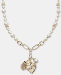 Anne Klein Crystal & Imitation Pearl Multi-Charm Pendant Necklace, 16" + 3" extender