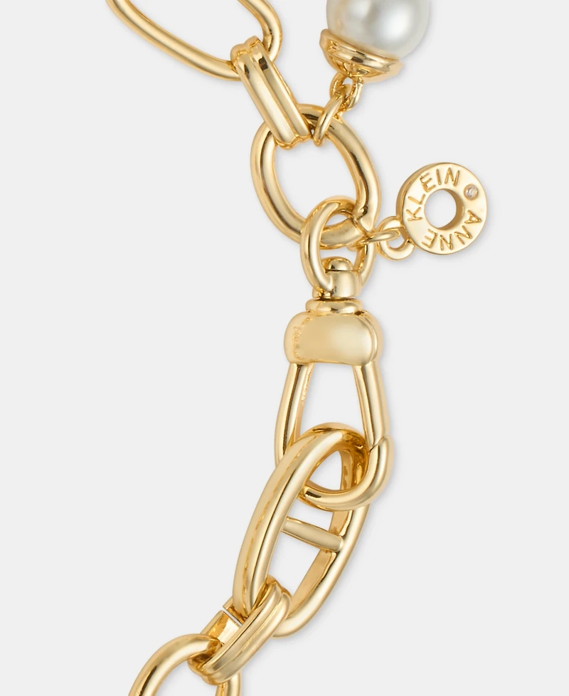 Anne Klein Crystal & Imitation Pearl Motif Charm Bracelet