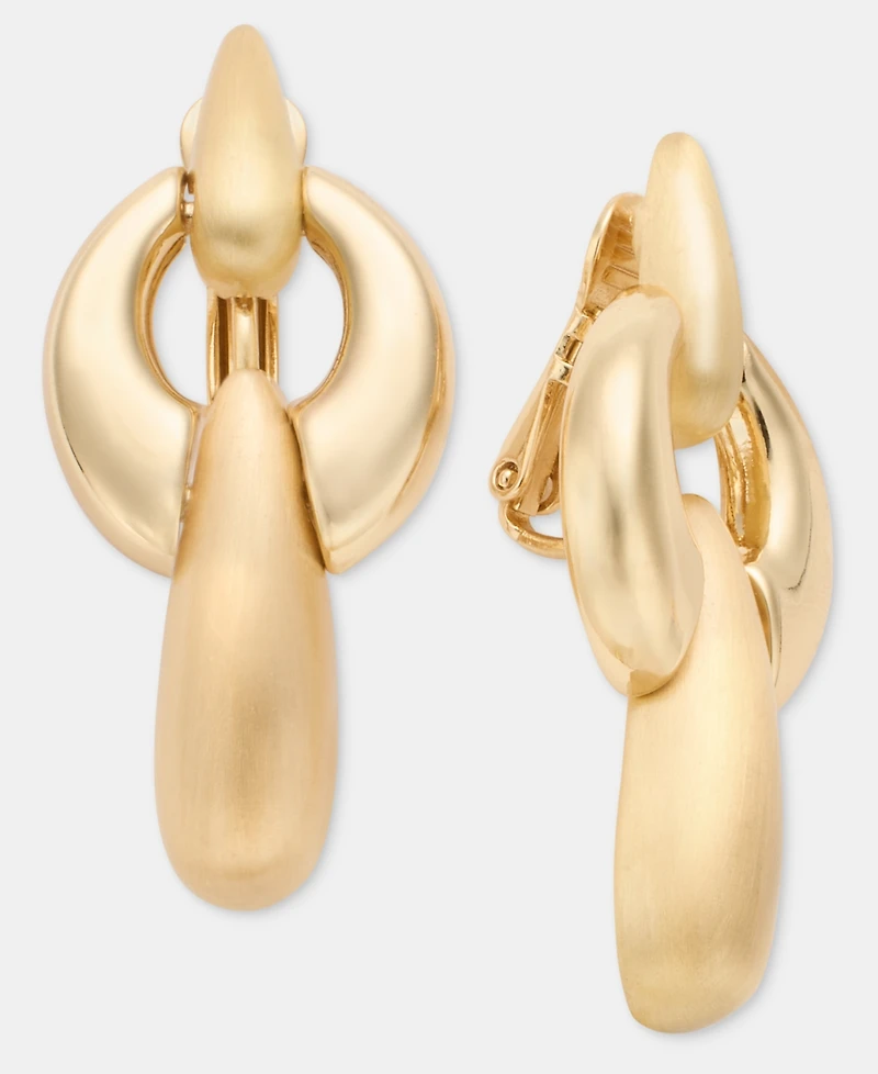 Anne Klein Puffy Linked Clip-On Linear Drop Earrings