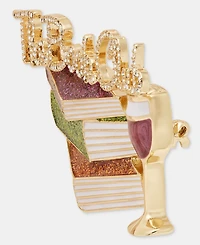 Anne Klein Pave & Glitter Book Club Pin