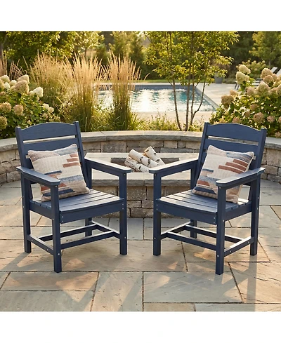 Hips All-Weather Outdoor Patio Dining Chair, Garden Backyard Armchair with Supportive Curved Backrest
