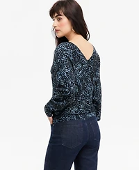 I.n.c. International Concepts Women's Print Double V-Neck Dolman Sweater, Macy's Exclusive