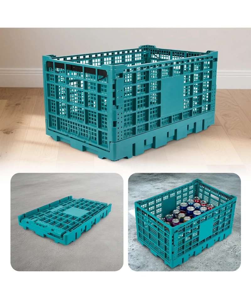 gaomon 2Pieces Stackable Collapsible Heavy Duty Plastic Storage Organizer Crate for Outdoor Office, Home, School, Camping