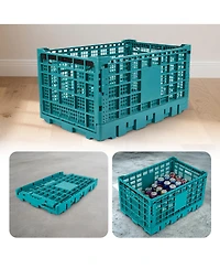 gaomon 2Pieces Stackable Collapsible Heavy Duty Plastic Storage Organizer Crate for Outdoor Office, Home, School, Camping