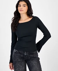 Self Esteem Juniors' Ribbed Lace Long-Sleeve T-Shirt