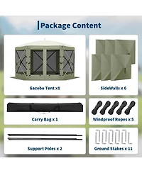 gaomon 11.8Feet Collapsible Gazebo Tent With 6 Removable Wind Panels For Outdoor Events, Camping, Patio, Backyard