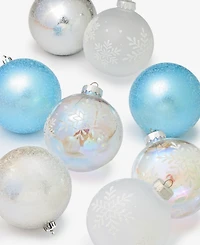 Holiday Lane Opulence Set of 8 Shatterproof Iridescent, Blue and White Ball Ornaments, Macy's Exclusive