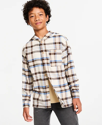 Epic Threads Boys' 4-20 Plaid Hooded Flannel Jacket, Macy's Exclusive