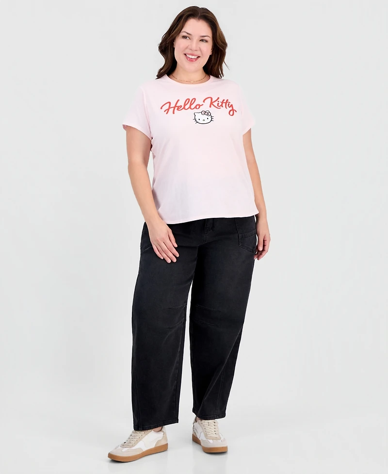 Love Tribe Plus Hello Kitty Tee With App Graphic Crewneck T-Shirt