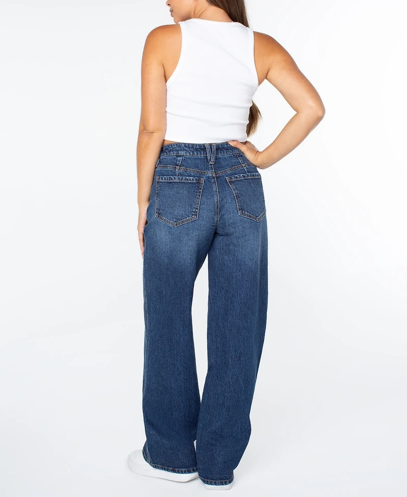 Celebrity Pink Juniors' High Rise Baggy Wide-Leg Curvy Jeans