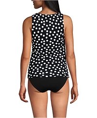 Lands' End Women's D-Cup Chlorine Resistant High Neck Upf 50 Modest Tankini Swimsuit Top
