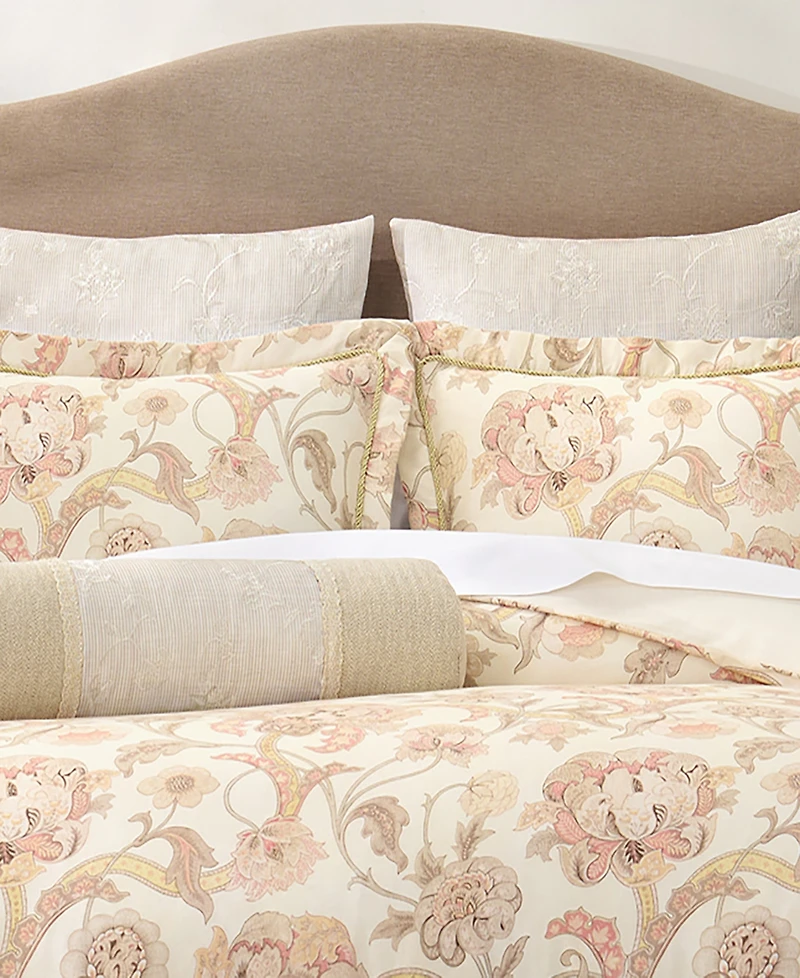 Rose Tree Eden Embroided Floral Neckroll Pillow, 24" x 6.5"