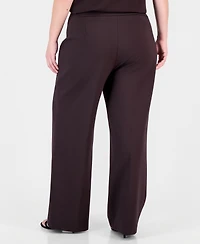 Anne Klein Plus High-Waist Pull-On Wide-Leg Pants