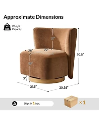 Hulala Home Haze Modern Boucle Upholstered Wingback Swivel Barrel Chair with Fully Assembled