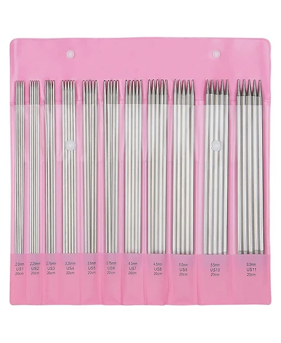 Aeelike 55-Piece Double Pointed Knitting Needles Set, 11 Sizes, 2mm to 6mm, Stainless Steel Short Knitting Needles