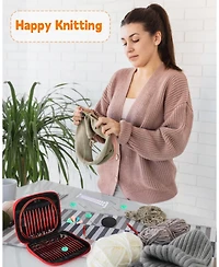 Aeelike Interchangeable Knitting Needle Set with Circular Cable for Crafters, 13 Circular Knitting Needles with 4 Cables, 3-10 mm