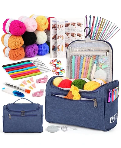 Aeelike Crochet Kit for Beginners - 23 Crochet Hooks, 655 Yards Yarn Set with Instruction, Bag and Accessories