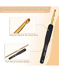 Aeelike 31-Piece Crochet Hook Set with Ergonomic Grips - Includes Hooks, Needles, Stitch Markers, Scissors, and Case