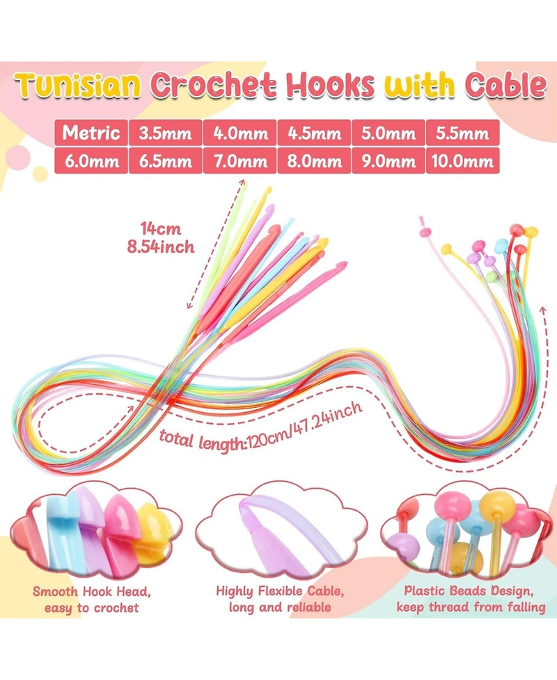Aeelike Tunisian Crochet Hook Set with Cable
