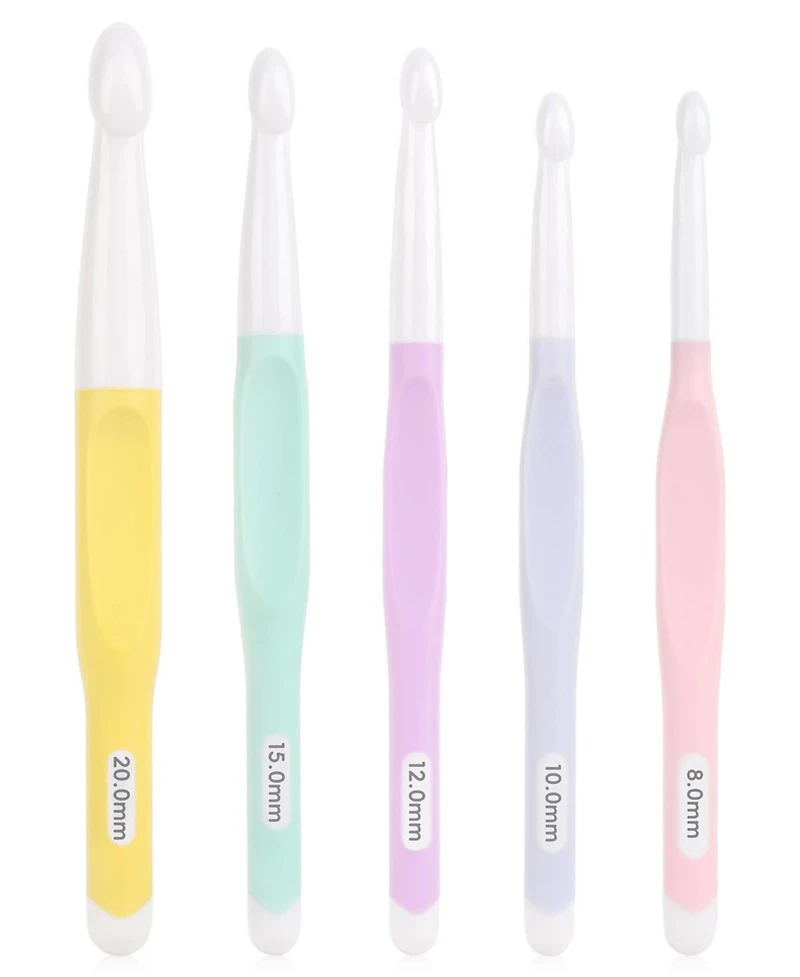 Aeelike Crochet Hooks Set, 8mm-20mm Ergonomic with Rubber Handle for Chunky Yarn