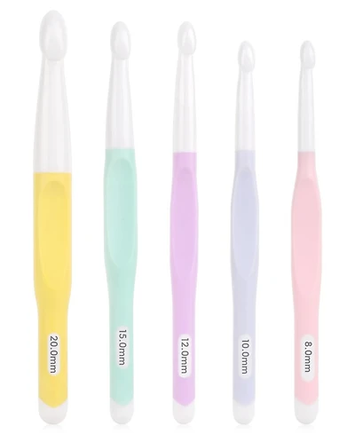 Aeelike Crochet Hooks Set, 8mm-20mm Ergonomic with Rubber Handle for Chunky Yarn