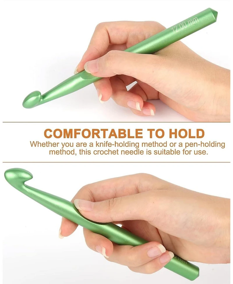 Aeelike Large Crochet Hook Set - Metal Crochet Needles for Thick Yarn - Beginners Big Crochet Set