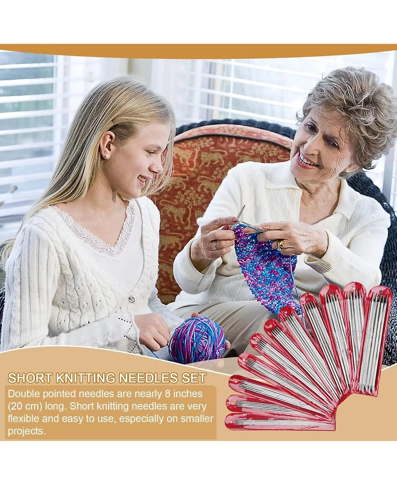Aeelike 55-Piece Double Pointed Knitting Needles Set - Short Knitting Needles for Beginners