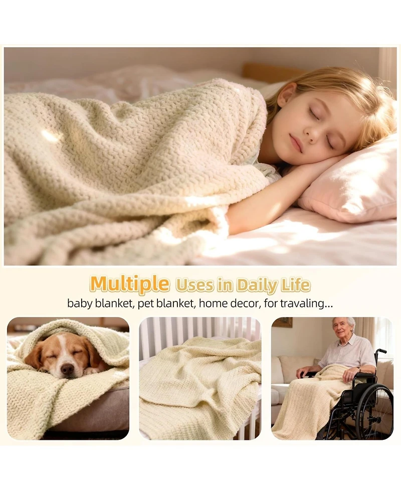 Aeelike Beginner Crochet Blanket Kit - Soft Chenille Yarn, Instructions and Accessories