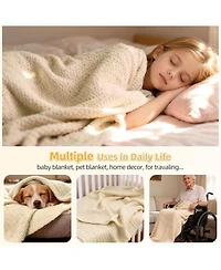 Aeelike Beginner Crochet Blanket Kit - Soft Chenille Yarn, Instructions and Accessories