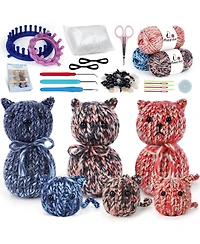 Aeelike Round Loom Knitting Kit for Beginners, Easy to Knit Cat (LandS) Complete Beginner Kit with Step-by-Step Instructions Videos, Animal Craft Gift