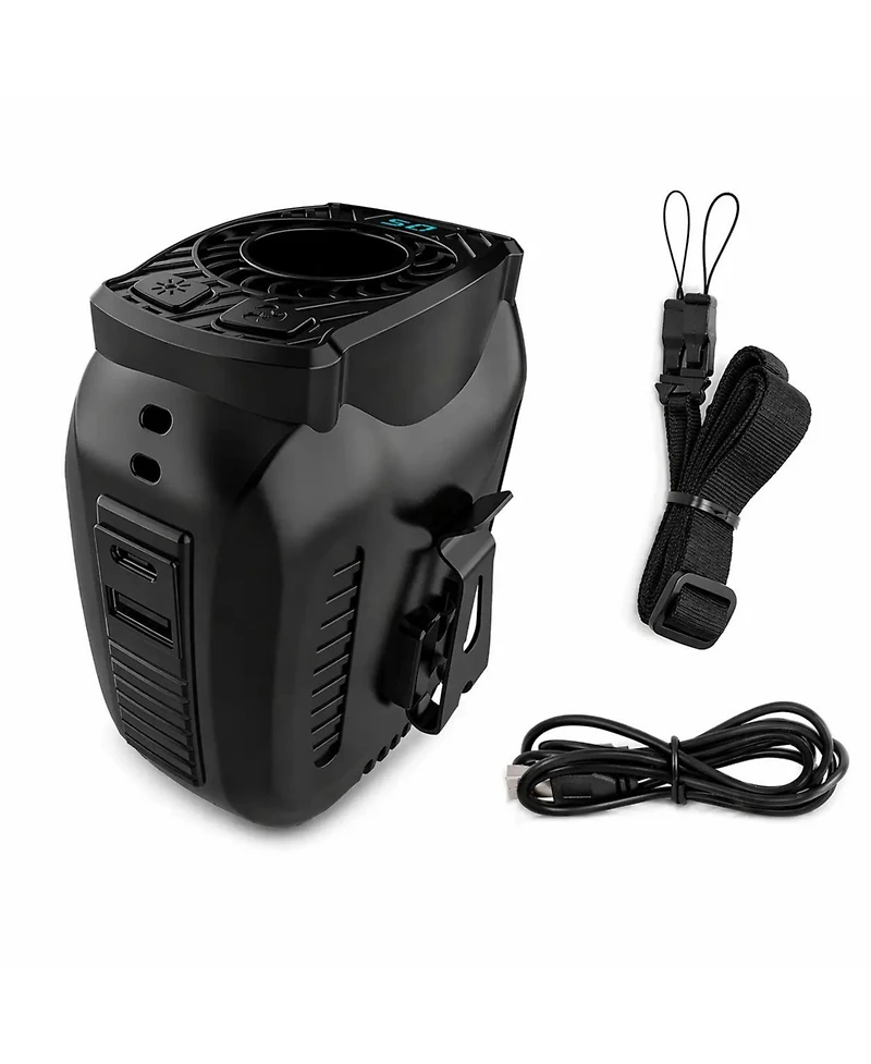 Ayamaya Portable Waist Fan with 10000mAh Battery, 5 Speeds, Led Light and Power Bank