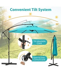 Sugift 10 ft Offset Cantilever Umbrella with Eight Ribs and Cross Base
