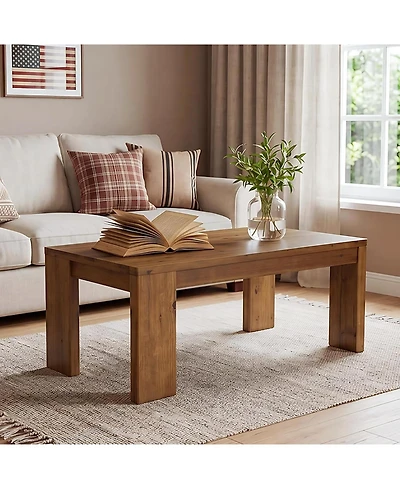 Tribesigns Solid Wood Coffee Table: 47" wooden center table with rounded corners. Modern low cocktail tea table for living room.