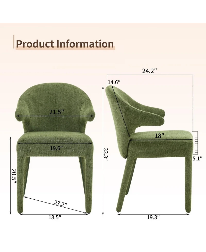 Maison Boucle Modern Upholstered Dining Chairs Set Of 2, Sherpa Accent Chair, Wraparound Back, Padded Seat