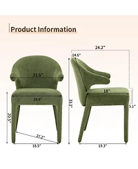 Maison Boucle Modern Upholstered Dining Chairs Set Of 2, Sherpa Accent Chair, Wraparound Back, Padded Seat