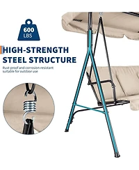 gaomon 3-Seat Outdoor Swing Chair -Weather-Resistant, Adjustable Canopy, Thick Cushions, 500 lbs Capacity for Patio or Porch