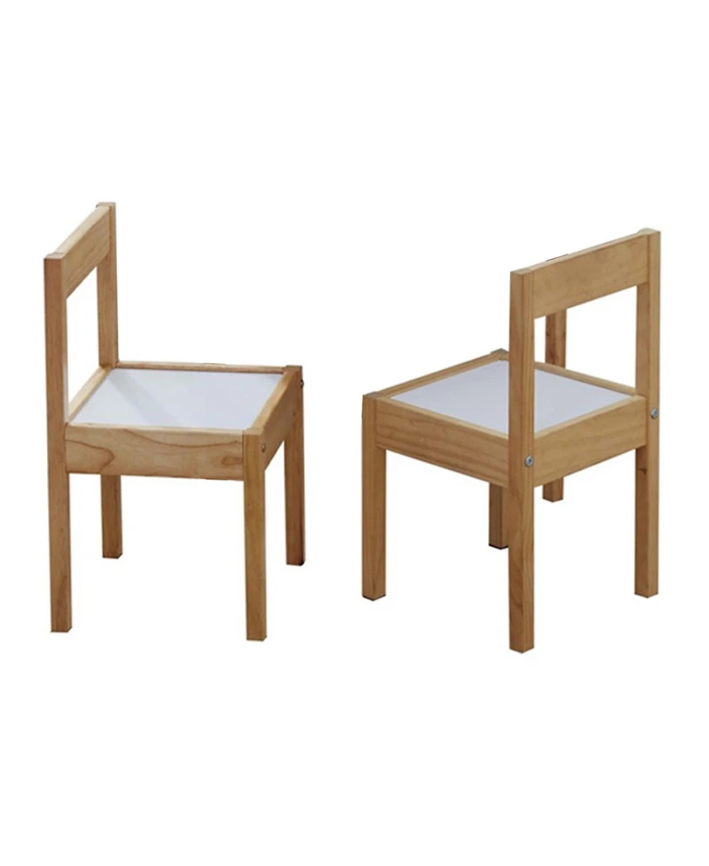 Pj Wood 3 Piece Table and Chairs Set with Natural Finish and Dry Erase Surface