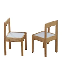 Pj Wood 3 Piece Table and Chairs Set with Natural Finish and Dry Erase Surface