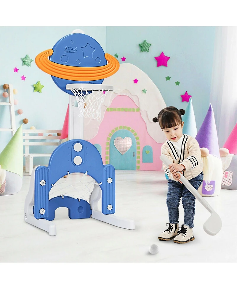 Sugift 3 In 1 Height Adjustable Kids Basketball Hoop Set With Balls