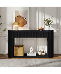 Rainsken Entryway Table with Storage 2 Drawers, Fluted Tables, Mid-Century Modern Foyer Table, for Entryway, Hallway, Living Room