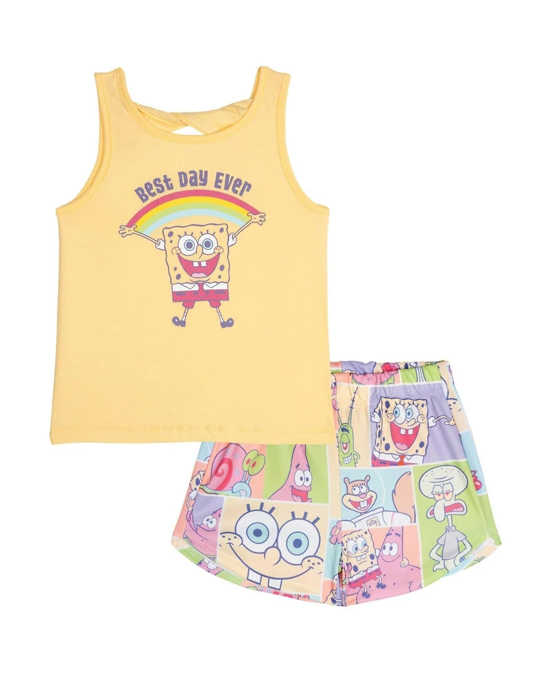 SpongeBob SquarePants Toddler Girls' 2T -4T Athletic 2-Piece Tank Top and Mesh Shorts Set
