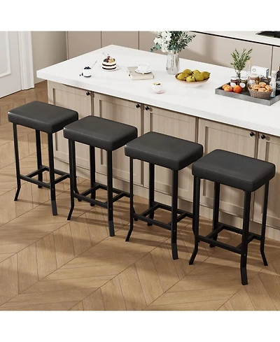 gaomon Set of 4 Bar Stools, High-Quality Faux Leather Barstools with Irregular Legs, Compact Counter Stools for Small Spaces