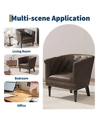 gaomon Modern Barrel Accent Chair, Tufted Back with Nailhead Trim, Upholstered Comfort Lounge for Living Room, Bedroom, Patio and Office