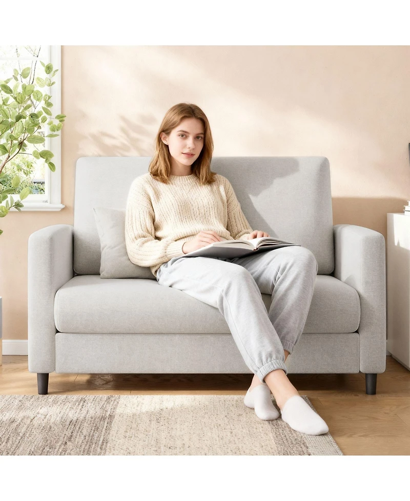 homfan Teddy Fabric Loveseat – No Assembly Small Couch. Wood Frame and High Weight Capacity for Apartment or Living Room