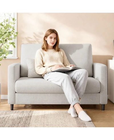 homfan Teddy Fabric Loveseat – No Assembly Small Couch. Wood Frame and High Weight Capacity for Apartment or Living Room
