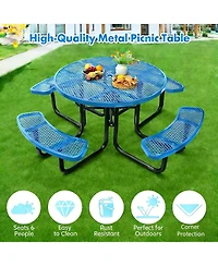 gaomon Heavy Duty 46" Round Patio Picnic Tables for Outdoors with Umbrella Hole