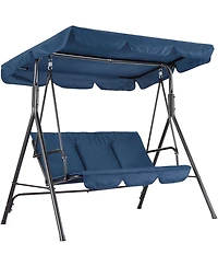 gaomon 3-Seat Outdoor Patio Swing with Adjustable Canopy and Stand – 600 lbs Capacity, Heavy-Duty Steel Frame, Waterproof Cushion