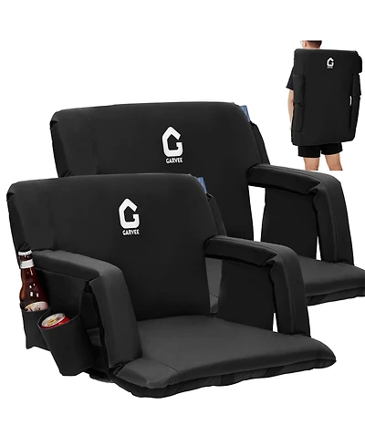 gaomon 2-Pack Portable 24.5in Folding Reclining Stadium Seats, Folding Bleacher Chairs