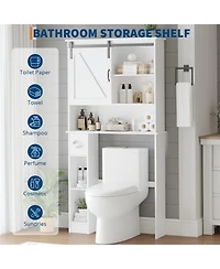 gaomon Freestanding Farmhouse Over the Toilet Storage Cabinet, Space Saving Bathroom Organizer with Double Doors